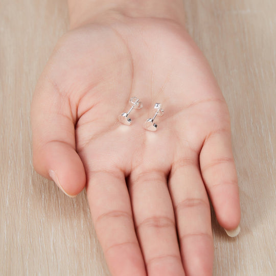 Silver Plated Heart Stud Earrings - Philip Jones Jewellery