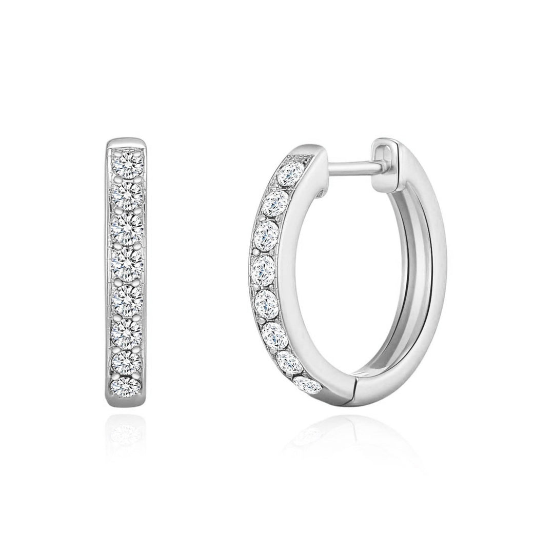 Silver Plated Hoop Earrings Created with Zircondia® Crystals - Philip Jones Jewellery