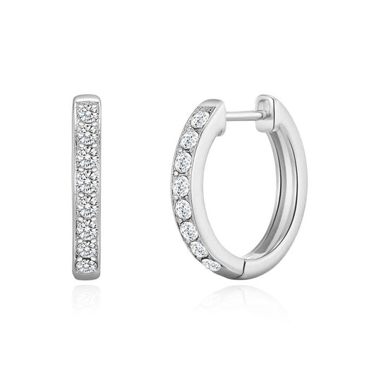 Silver Plated Hoop Earrings Created with Zircondia® Crystals - Philip Jones Jewellery