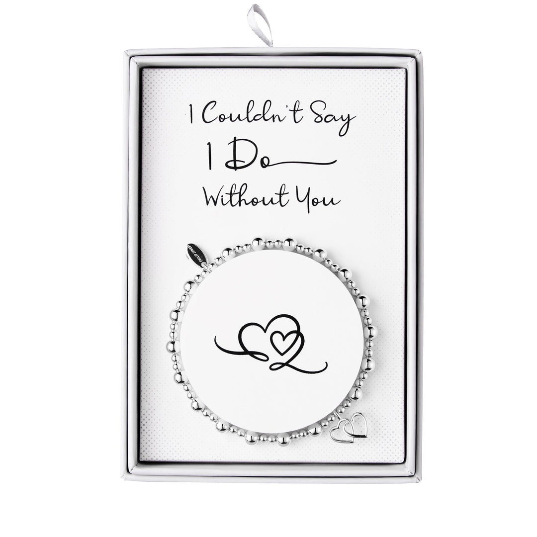 Silver Plated I Couldn't Say I Do Without You Heart Link Stretch Bracelet with Gift Box - Philip Jones Jewellery