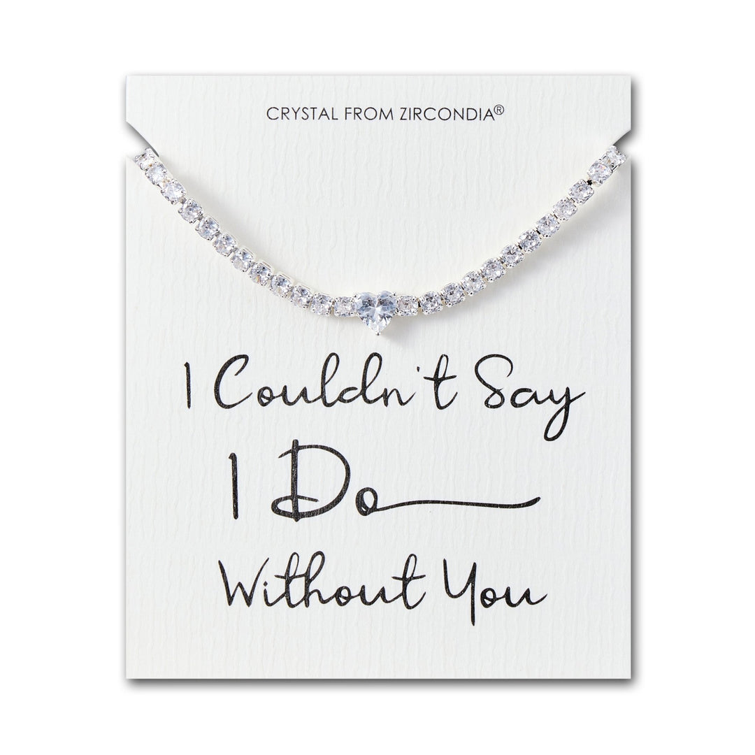 Silver Plated I Couldn't Say I Do Without You Heart Solitaire Bracelet with Zircondia® Crystals - Philip Jones Jewellery