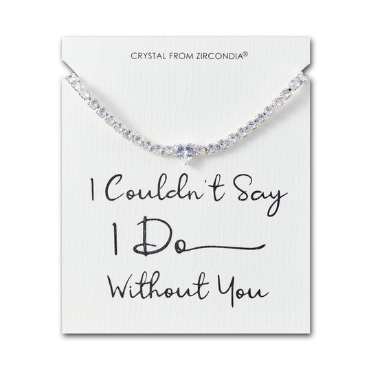 Silver Plated I Couldn't Say I Do Without You Heart Solitaire Bracelet with Zircondia® Crystals - Philip Jones Jewellery