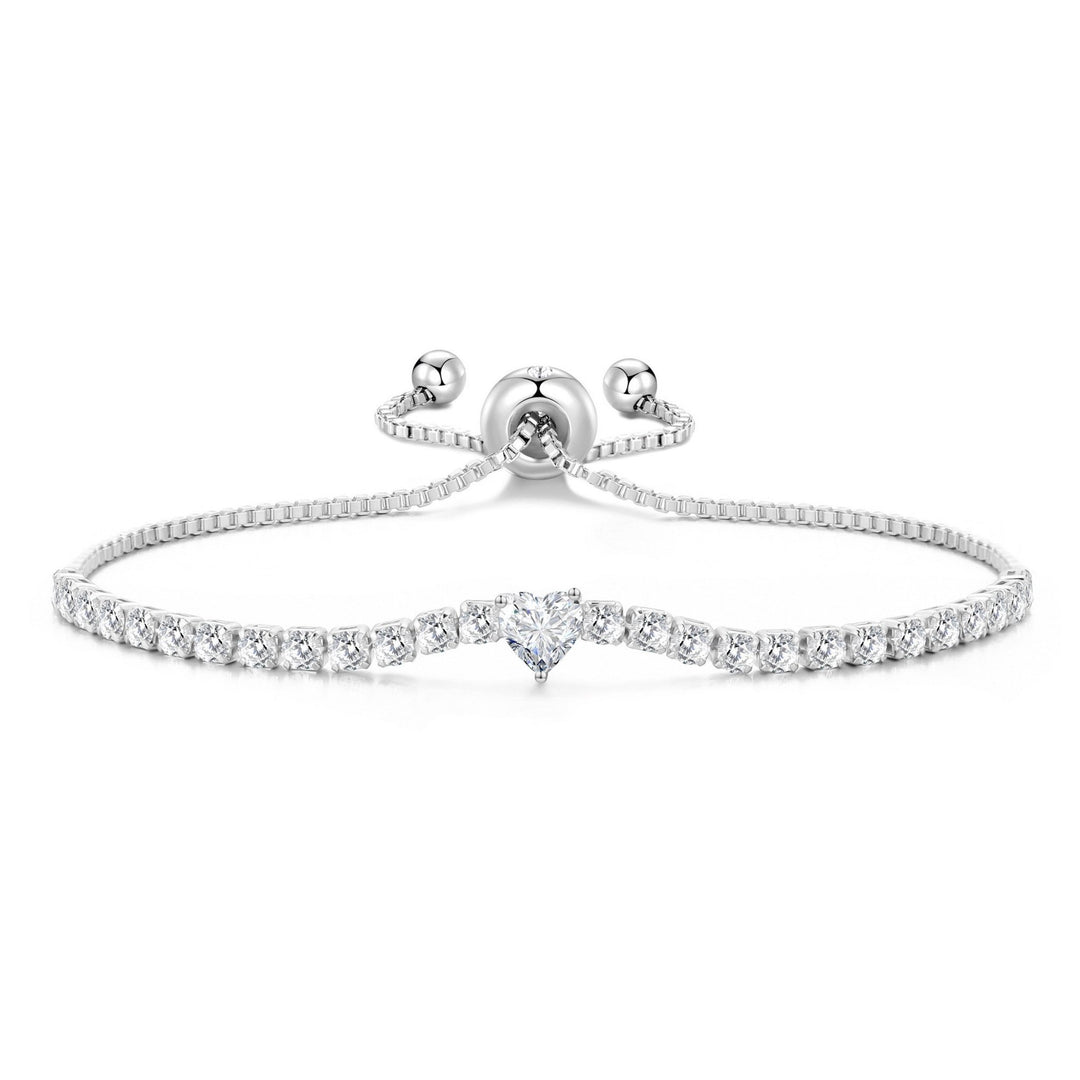 Silver Plated I Couldn't Say I Do Without You Heart Solitaire Bracelet with Zircondia® Crystals - Philip Jones Jewellery