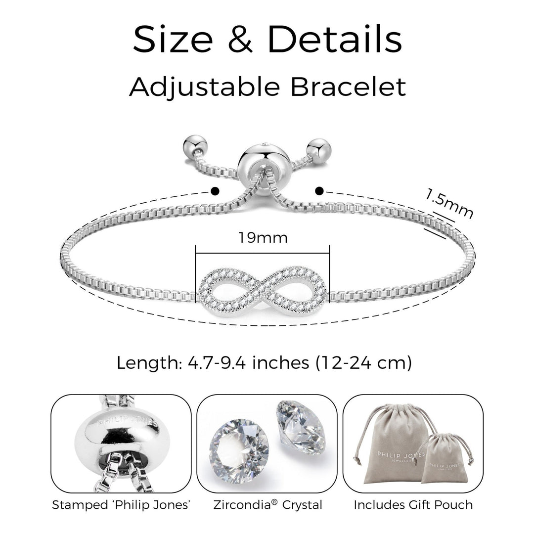 Silver Plated I Couldn't Say I Do Without You Infinity Friendship Bracelet with Zircondia® Crystals - Philip Jones Jewellery