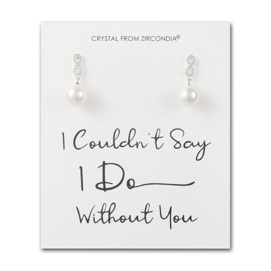 Silver Plated I Couldn't Say I Do Without You Infinity Pearl Drop Earrings with Zircondia® Crystals - Philip Jones Jewellery