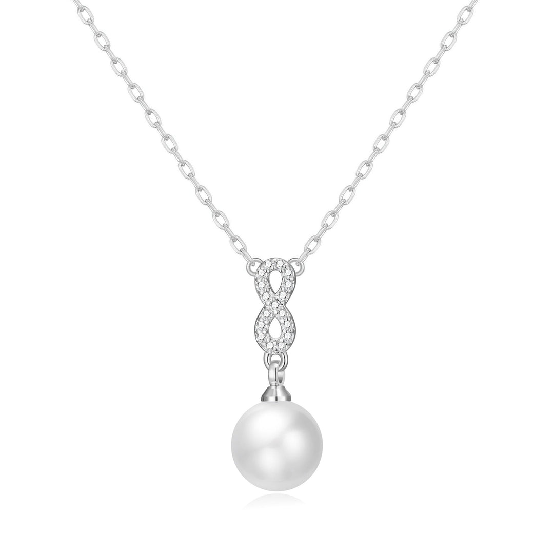 Silver Plated I Couldn't Say I Do Without You Infinity Pearl Drop Necklace with Zircondia® Crystals - Philip Jones Jewellery