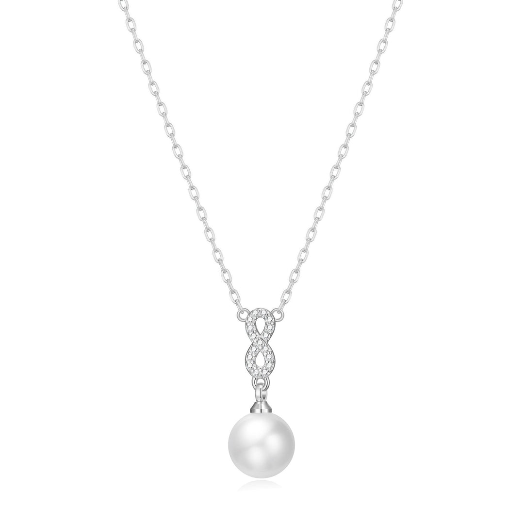 Silver Plated I Couldn't Say I Do Without You Infinity Pearl Drop Necklace with Zircondia® Crystals - Philip Jones Jewellery