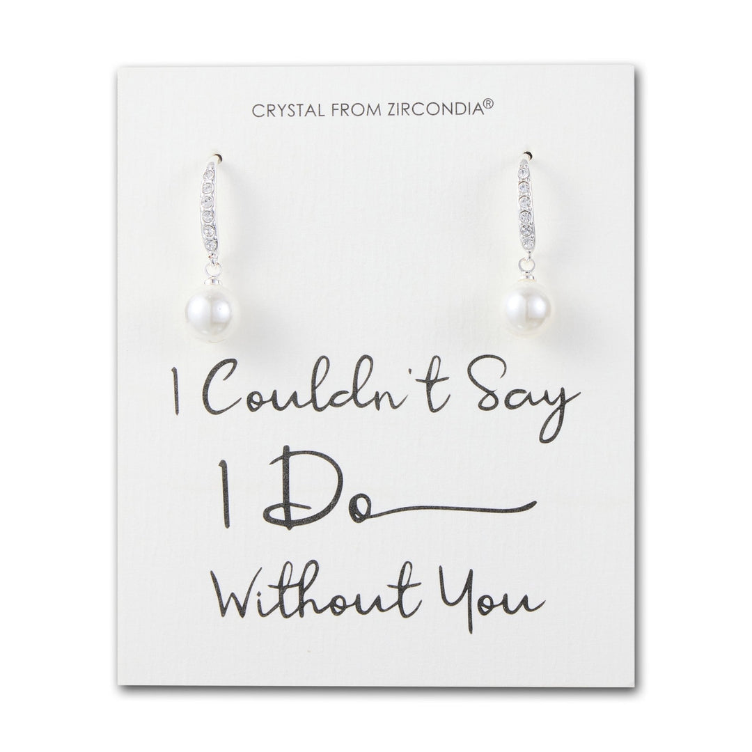 Silver Plated I Couldn't Say I Do Without You Pearl Drop Earrings Created with Zircondia® Crystals - Philip Jones Jewellery