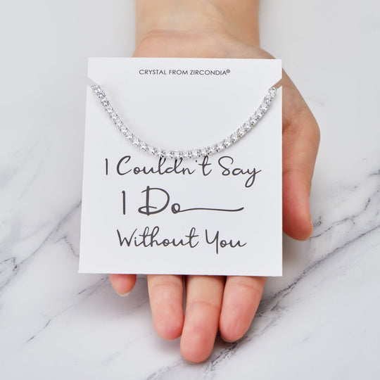 Silver Plated I Couldn't Say I Do Without You Solitaire Friendship Bracelet Created with Zircondia® Crystals - Philip Jones Jewellery
