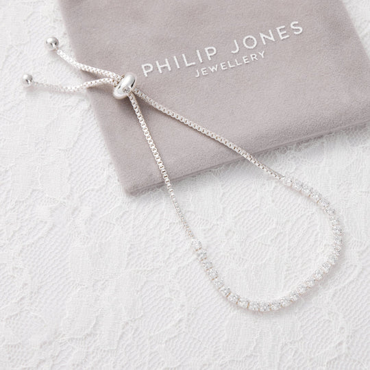 Silver Plated I Couldn't Say I Do Without You Solitaire Friendship Bracelet Created with Zircondia® Crystals - Philip Jones Jewellery