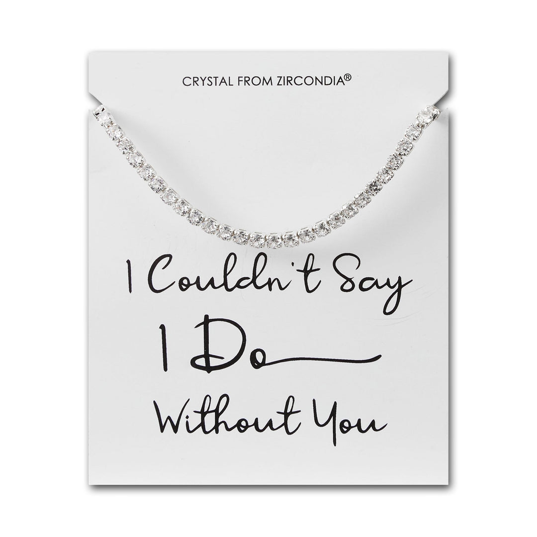 Silver Plated I Couldn't Say I Do Without You Solitaire Friendship Bracelet Created with Zircondia® Crystals - Philip Jones Jewellery
