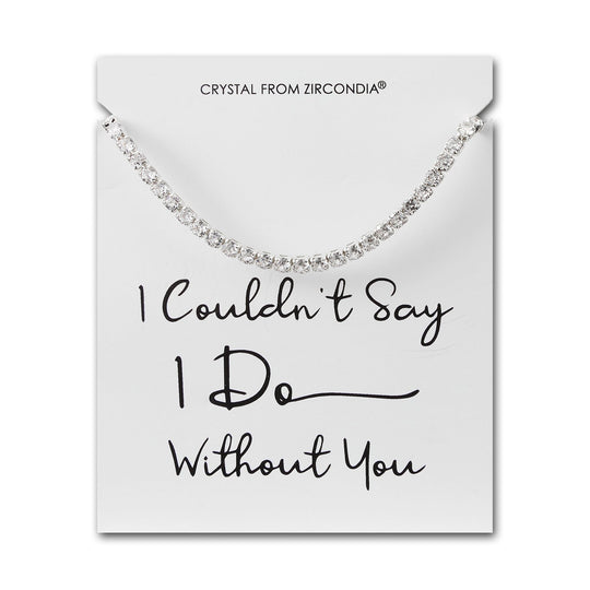 Silver Plated I Couldn't Say I Do Without You Solitaire Friendship Bracelet Created with Zircondia® Crystals - Philip Jones Jewellery