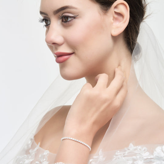 Silver Plated I Couldn't Say I Do Without You Solitaire Friendship Bracelet Created with Zircondia® Crystals - Philip Jones Jewellery