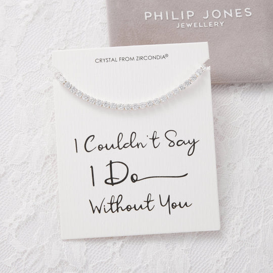 Silver Plated I Couldn't Say I Do Without You Solitaire Friendship Bracelet Created with Zircondia® Crystals - Philip Jones Jewellery
