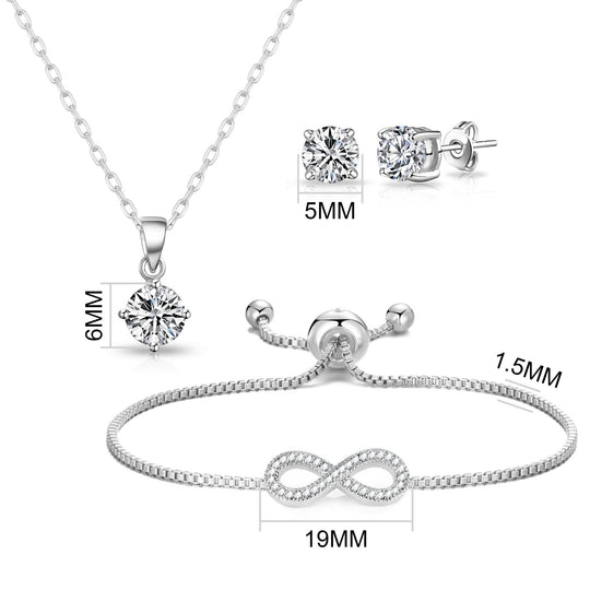 Silver Plated Infinity Friendship Set Created with Zircondia® Crystals - Philip Jones Jewellery