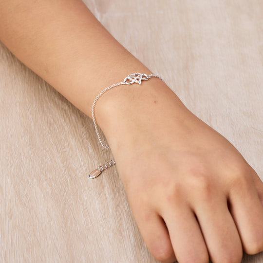 Silver Plated Infinity Heart Bracelet Created with Zircondia® Crystals - Philip Jones Jewellery