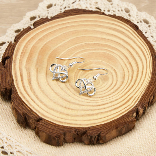 Silver Plated Infinity Heart Drop Earrings Created with Zircondia® Crystals - Philip Jones Jewellery
