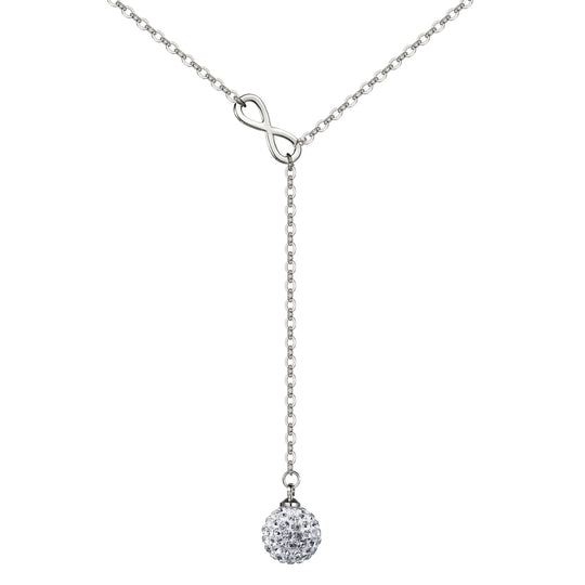 Silver Plated Infinity Lariat Necklace Created with Zircondia® Crystals - Philip Jones Jewellery