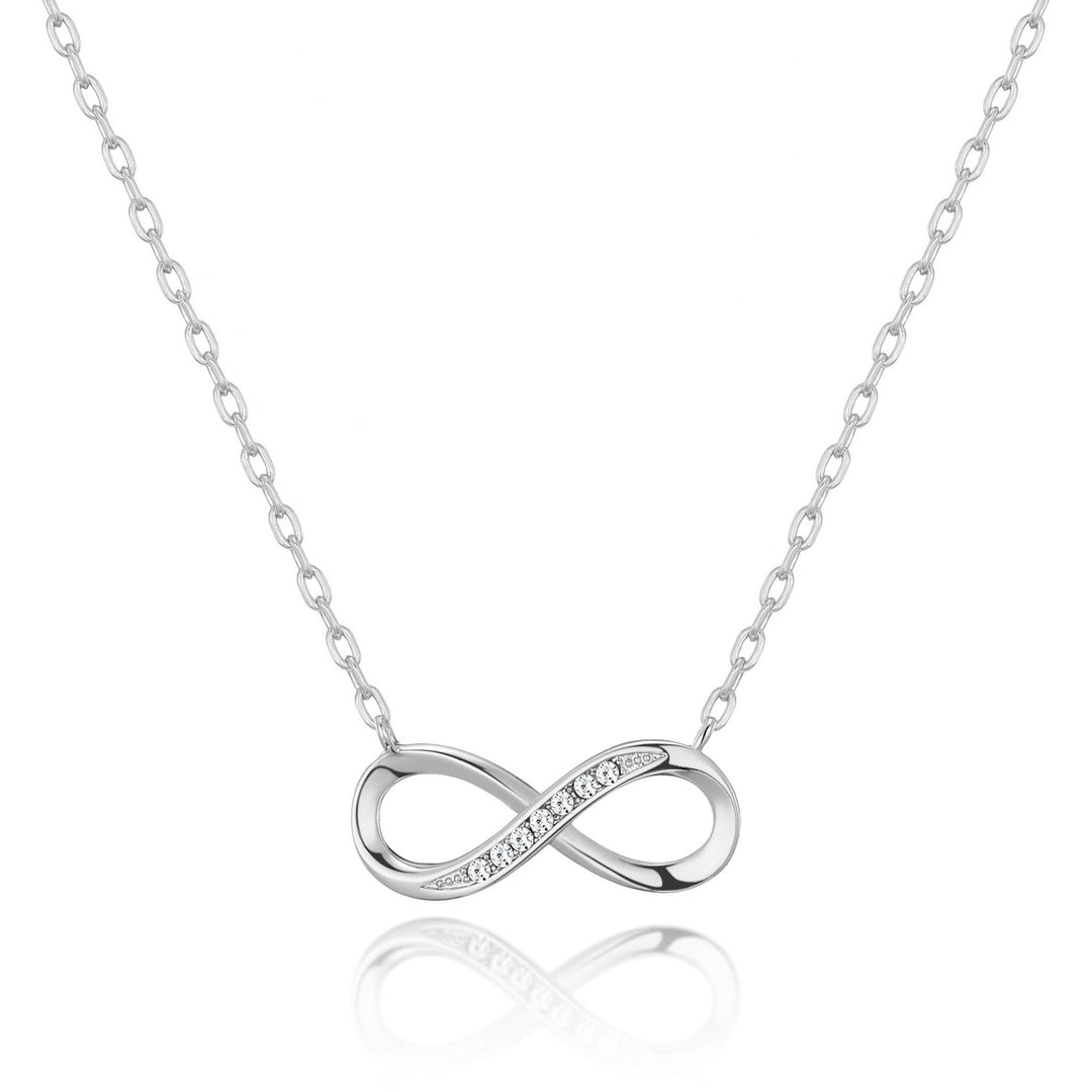 Silver Plated Infinity Pendant Necklace Created with Zircondia® Crystals - Philip Jones Jewellery