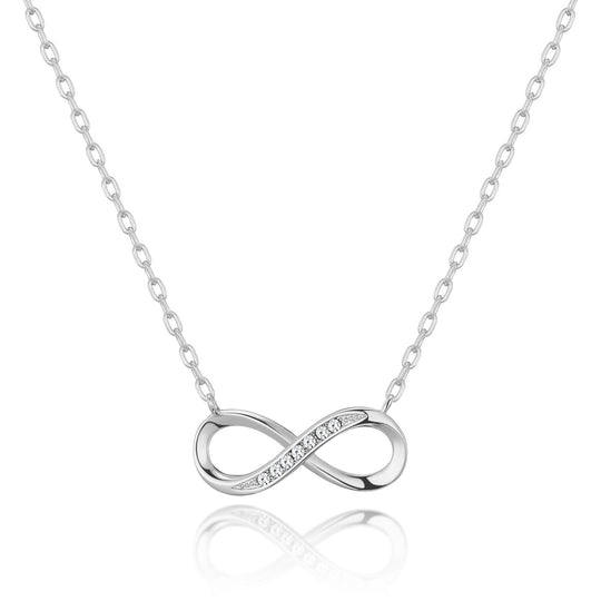 Silver Plated Infinity Pendant Necklace Created with Zircondia® Crystals - Philip Jones Jewellery