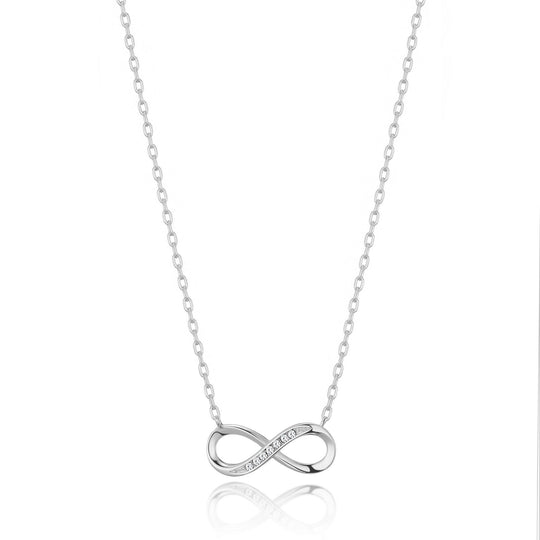 Silver Plated Infinity Pendant Necklace Created with Zircondia® Crystals - Philip Jones Jewellery