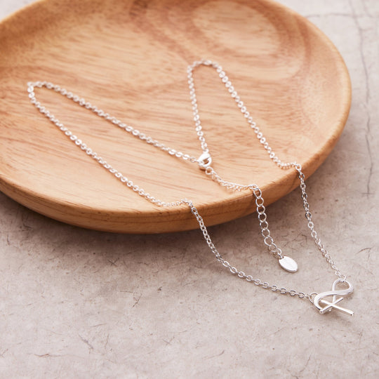 Silver Plated Infinity with Cross Lariat Necklace - Philip Jones Jewellery