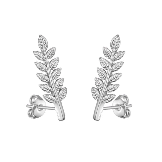 Silver Plated Leaf Earrings - Philip Jones Jewellery