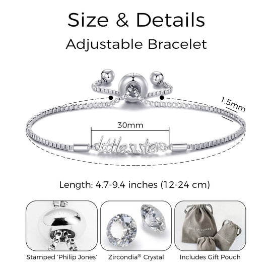 Silver Plated Little Sister Bracelet Created with Zircondia® Crystals - Philip Jones Jewellery