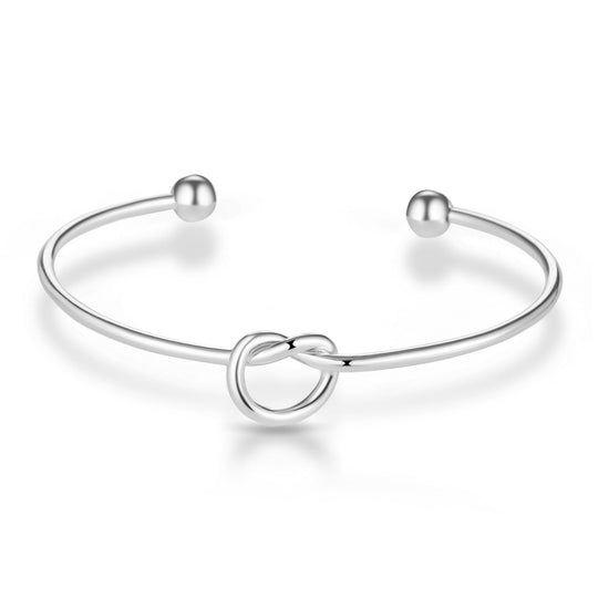 Silver Plated Love Knot Cuff Bangle - Philip Jones Jewellery