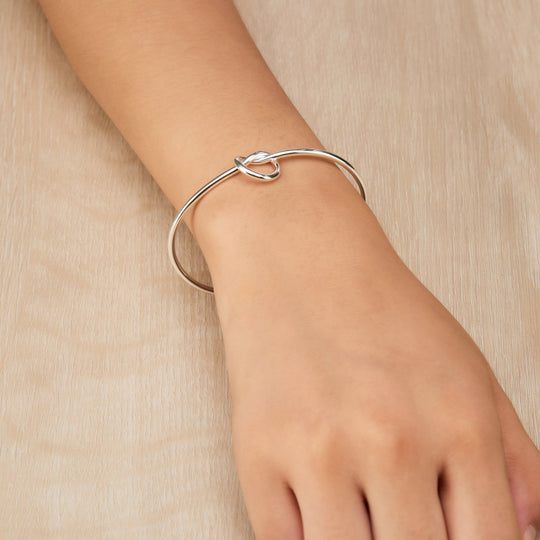 Silver Plated Love Knot Cuff Bangle - Philip Jones Jewellery