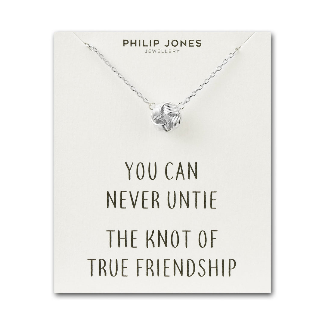 Silver Plated Love Knot Necklace with Quote Card - Philip Jones Jewellery