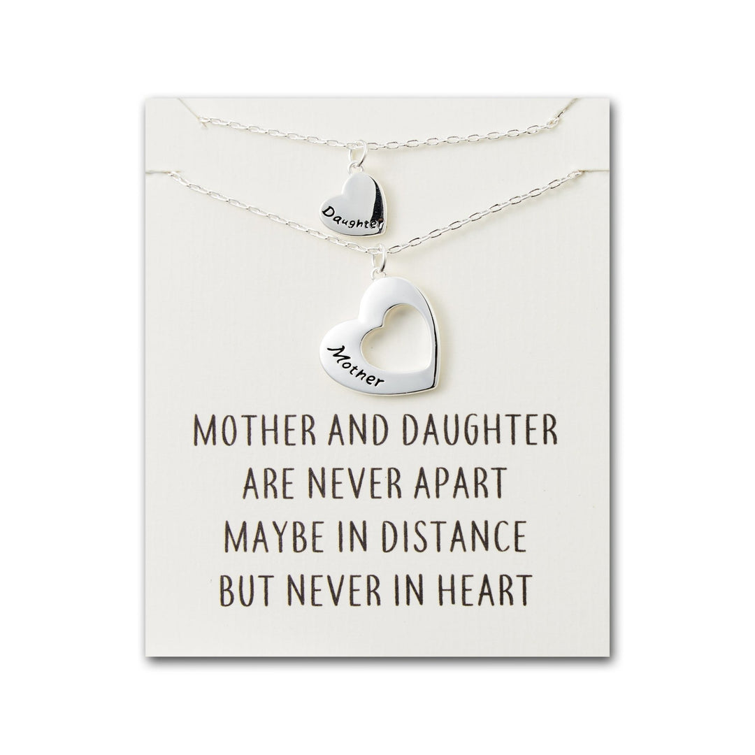 Silver Plated Mother and Daughter Necklace Set with Quote Card - Philip Jones Jewellery
