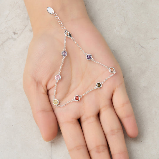 Silver Plated Multi Coloured Crystal Bracelet Created with Zircondia® Crystals - Philip Jones Jewellery