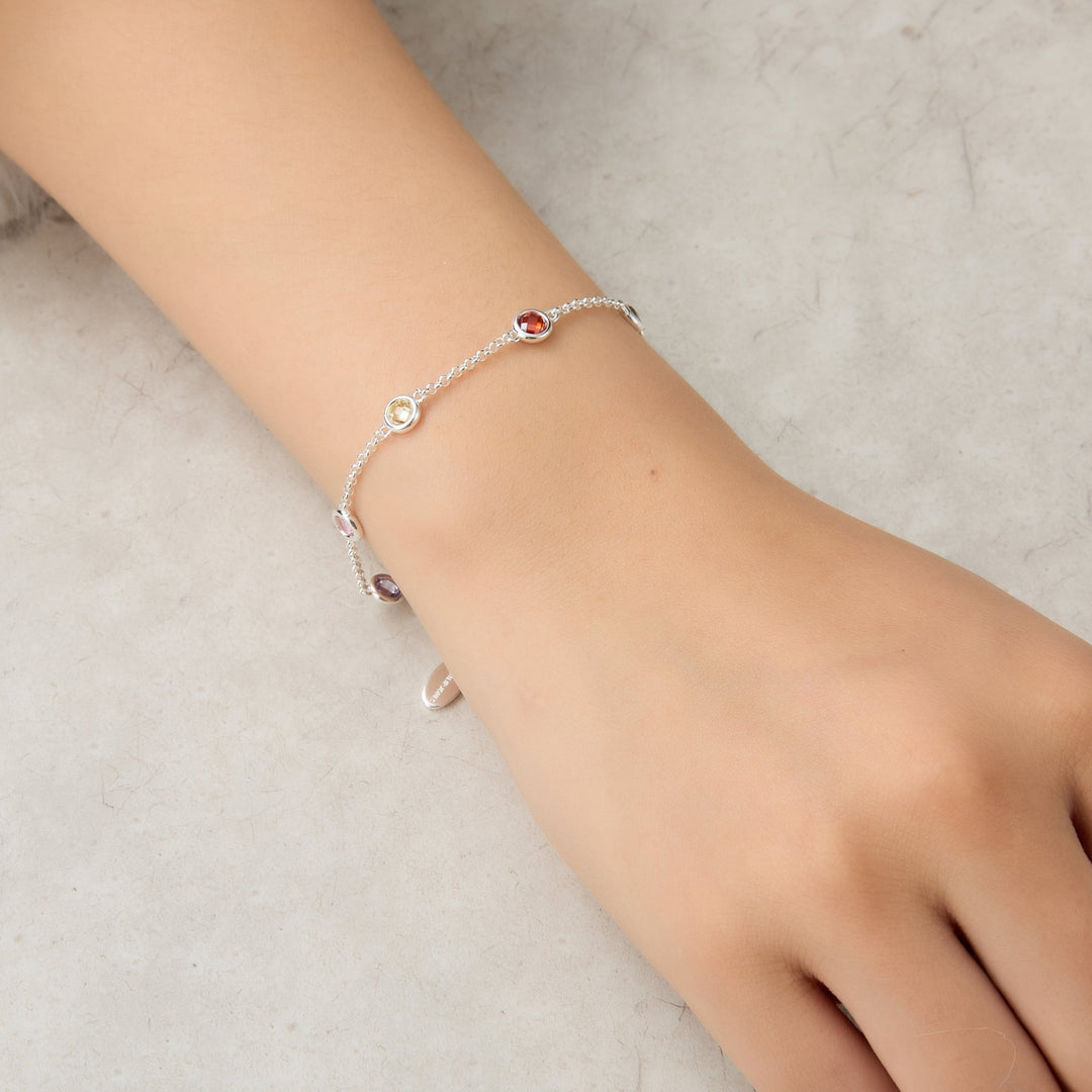 Silver Plated Multi Coloured Crystal Bracelet Created with Zircondia® Crystals - Philip Jones Jewellery