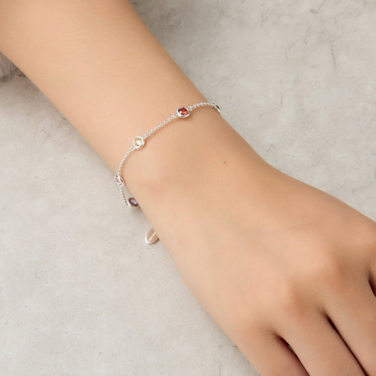 Silver Plated Multi Coloured Crystal Bracelet Created with Zircondia® Crystals - Philip Jones Jewellery