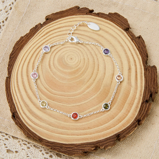 Silver Plated Multi Coloured Crystal Bracelet Created with Zircondia® Crystals - Philip Jones Jewellery