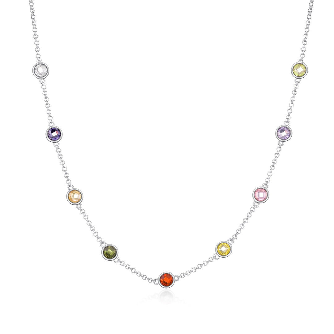 Silver Plated Multi Coloured Crystal Necklace Created with Zircondia® Crystals - Philip Jones Jewellery
