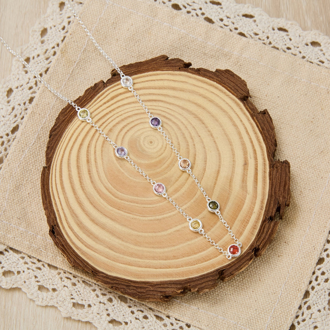 Silver Plated Multi Coloured Crystal Necklace Created with Zircondia® Crystals - Philip Jones Jewellery