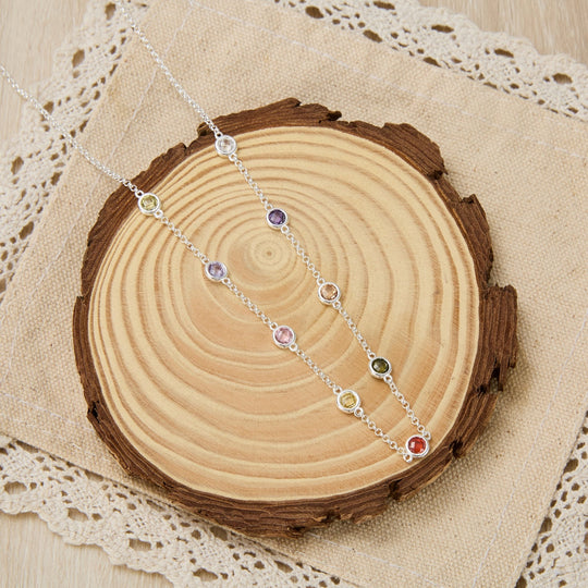 Silver Plated Multi Coloured Crystal Necklace Created with Zircondia® Crystals - Philip Jones Jewellery