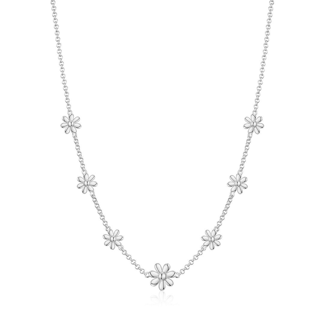 Silver Plated Multi Daisy Necklace - Philip Jones Jewellery
