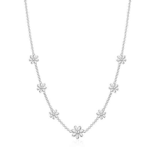 Silver Plated Multi Daisy Necklace - Philip Jones Jewellery
