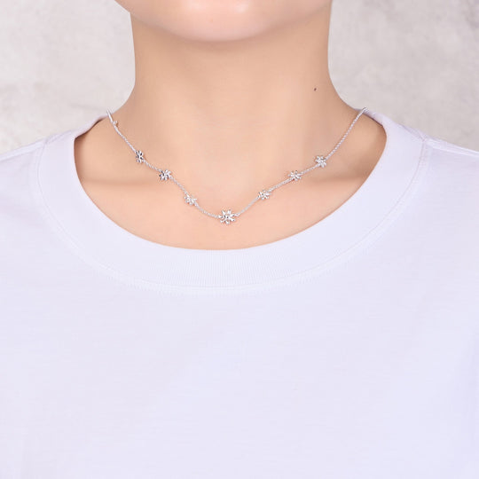 Silver Plated Multi Daisy Necklace - Philip Jones Jewellery