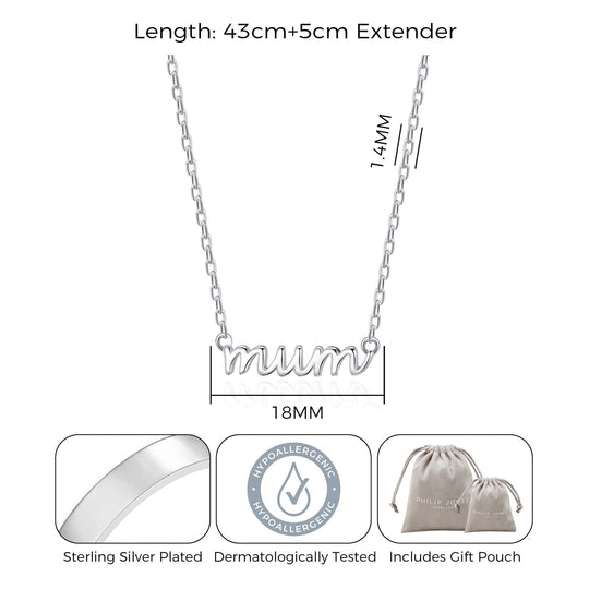 Silver Plated Mum Necklace - Philip Jones Jewellery