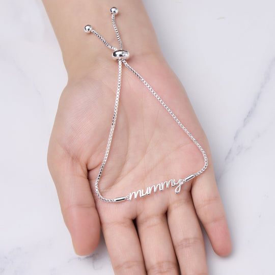 Silver Plated Mummy Bracelet Created with Zircondia® Crystals - Philip Jones Jewellery