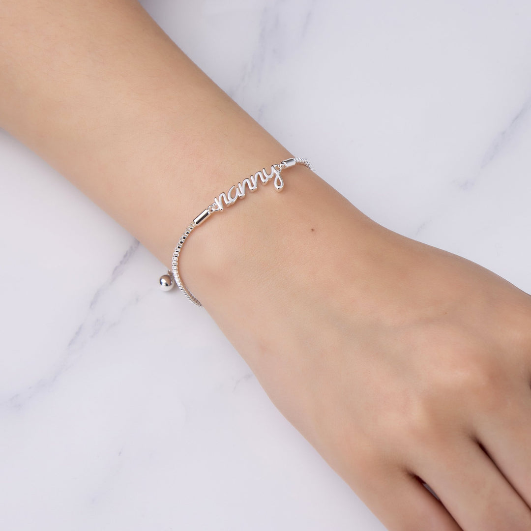 Silver Plated Nanny Bracelet Created with Zircondia® Crystals - Philip Jones Jewellery