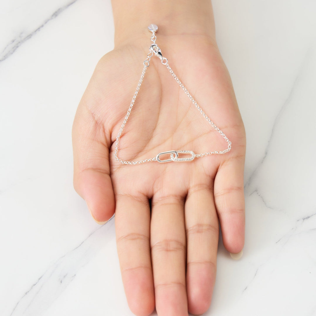 Silver Plated Paperclip Link Bracelet Created with Zircondia® Crystals - Philip Jones Jewellery