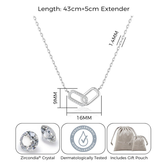 Silver Plated Paperclip Link Necklace Created with Zircondia® Crystals - Philip Jones Jewellery