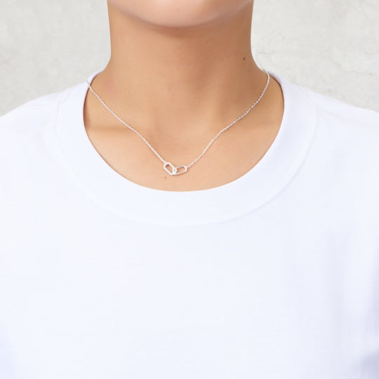 Silver Plated Paperclip Link Necklace Created with Zircondia® Crystals - Philip Jones Jewellery