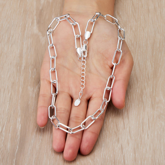 Silver Plated Paperclip Necklace - Philip Jones Jewellery