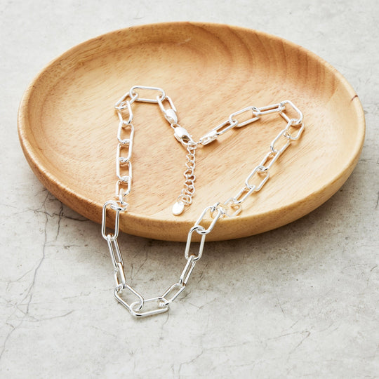 Silver Plated Paperclip Necklace - Philip Jones Jewellery